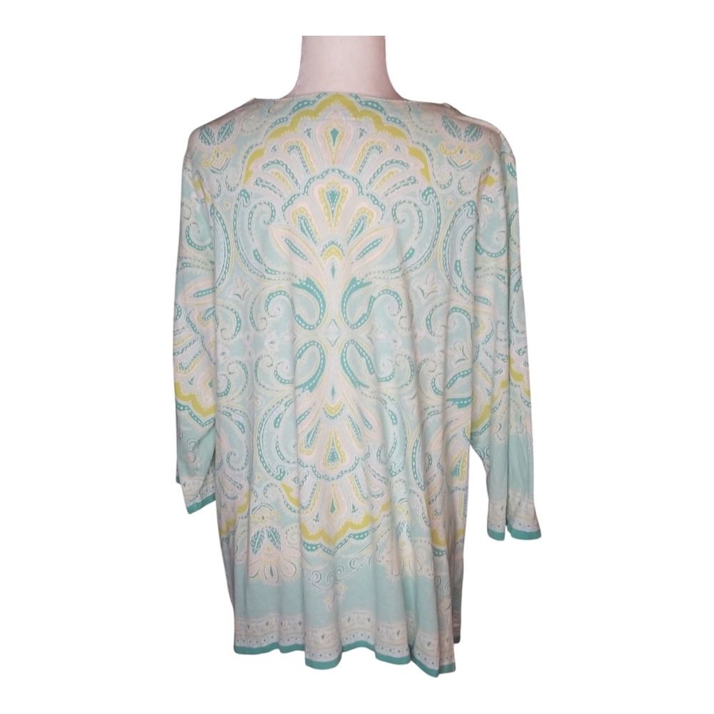 JM Collection Green and Blue Embellished Tunic - Picture 5 of 6
